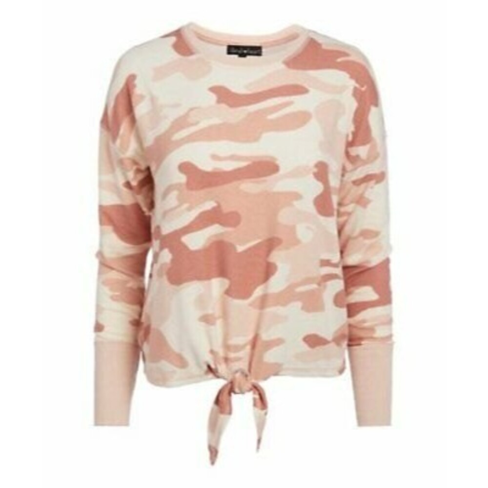 Derek Heart Cozy Tie Bottom Top Size M Long Sleeve Camo Ash Rose NWT B9